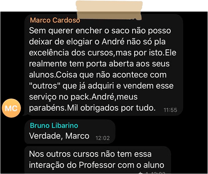 Relato de Marco Cardoso sobre a proximidade de André com os alunos